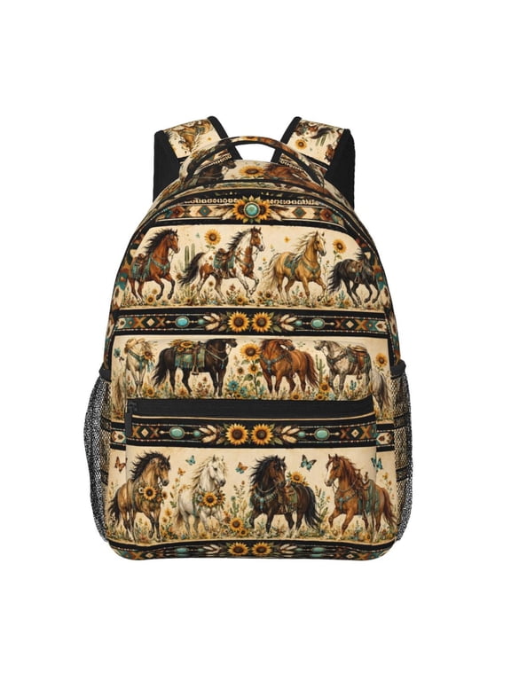 Western Horse Backpack Lightweight Travel Bag for Men and Women