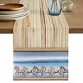 thumbnail image 1 of Western Horse Cotton Linen Table Runner for Dining Kitchen, Farmhouse Wooden Grain Vintage Cowboy Barn Door Wedding Outdoor Party Tablerunners, Dresser Scarf Coffee Tablecloth Runners 13x72 Inches, 1 of 8