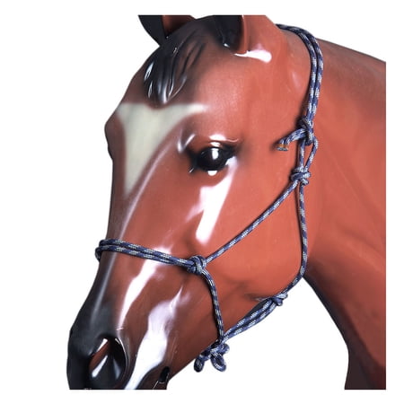 Western Horse Halter 5/16 Braided Poly Rope Royal Blue Yellow Hilason