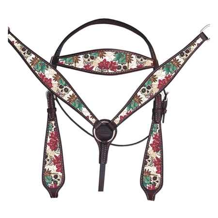 Western Horse Headstall Breast Collar Set American Leather Flower Hilason