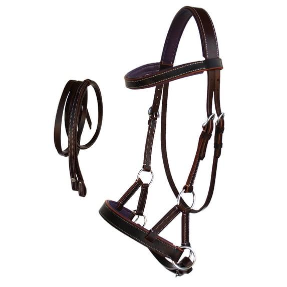 Western Horse Leather Bitless sidepull Bridle Reins 7710PR-F