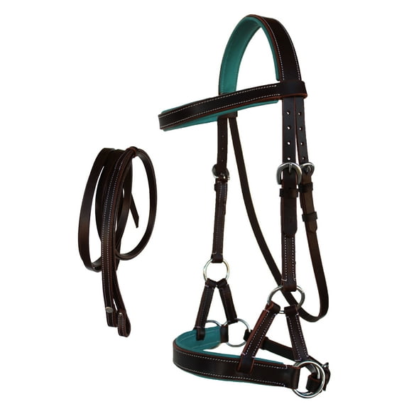 Western Horse Leather Bitless sidepull Bridle Reins 7710TL-C