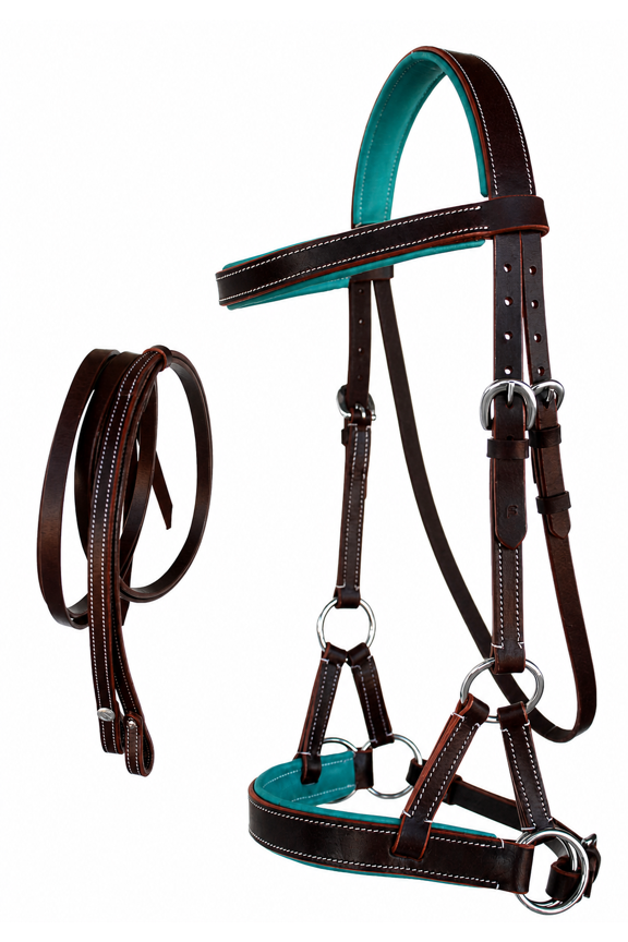 Western Horse Leather Bitless sidepull Bridle Reins 7710TL-F