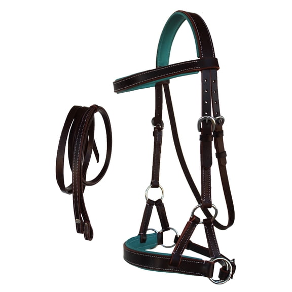 Western Horse Leather Bitless sidepull Bridle Reins 7710TL-F