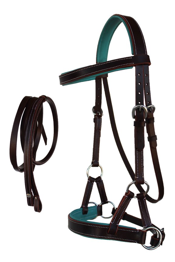 Western Horse Leather Bitless sidepull Bridle Reins 7710TL-F