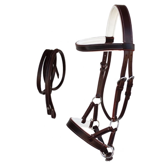 Western Horse Leather Bitless sidepull Bridle Reins 7710WH-F