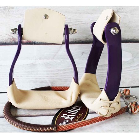 Western Horse Saddle Stirrups Barrel Racing Aluminium Purple Rodeo Tack 5172