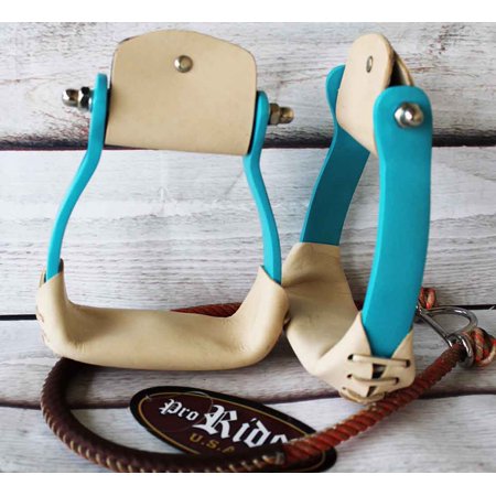Western Horse Saddle Stirrups Barrel Racing Aluminium Turquoise Rodeo Tack 5170