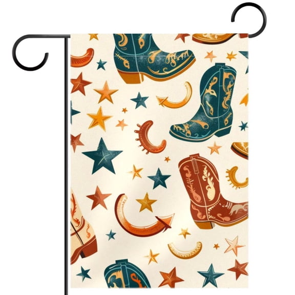 Western Horse Shoe Seamless Pattern Garden Flag Double Sided House Flag for Outdoor Home, Personalized All Year Round Yard Decor 12 x 18 Inch