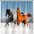 thumbnail image 1 of Western Horse Shower Curtain - 72 x 72 Inch Winter Field Print Pattern Waterproof Fabric Farmhouse Wildlife Animal Decor Includes 12 Hooks, 1 of 5
