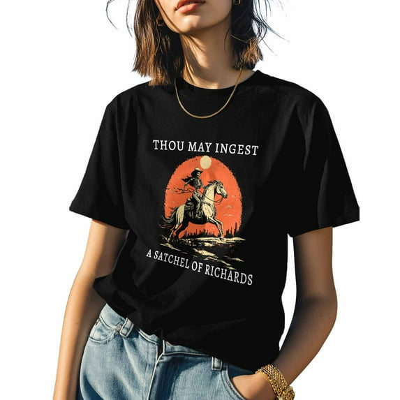 Western Horse Skull Womens Tshirt Graphic Tees Cotton Crew Neck T-Shirts, Casual Short Sleeve Shirts for Women Teen Girl Vintage Sun