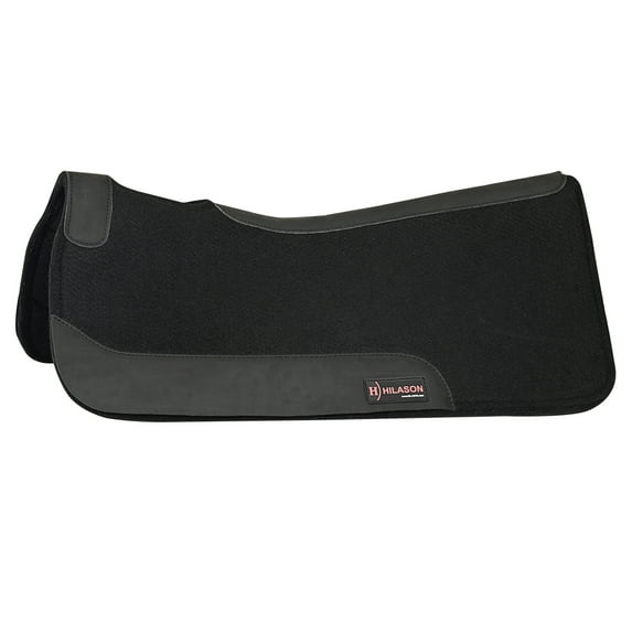 Western Horse Wool Felt Hilason Saddle Pad W/ Genuine Wear Leather Black