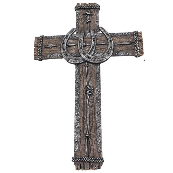 Western Horseshoe Crucifix Plaque 20 Inch