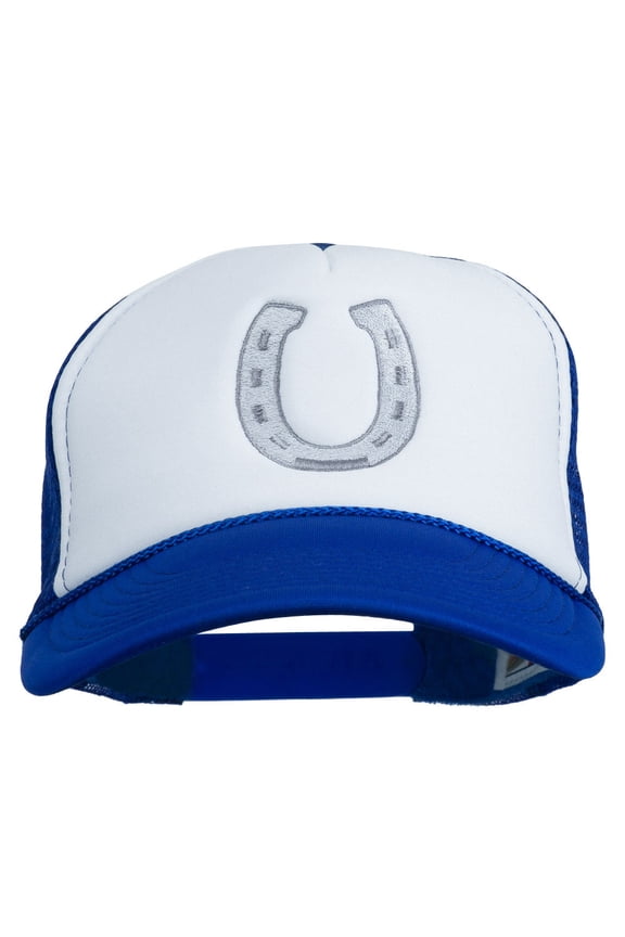 Western Horseshoe Embroidered Foam Mesh Back Cap - Royal White OSFM