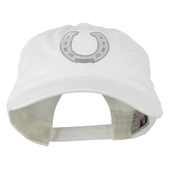 Western Horseshoe Embroidered Washed Cap - White OSFM