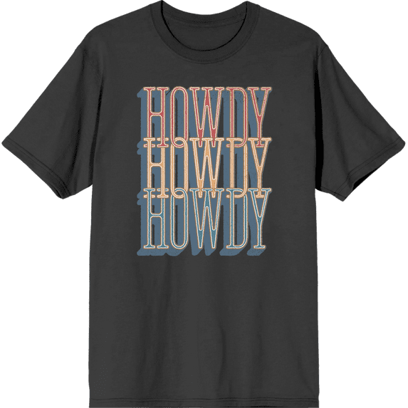 Western Howdy Adult Short Sleeve Tee-Medium-Charcoal