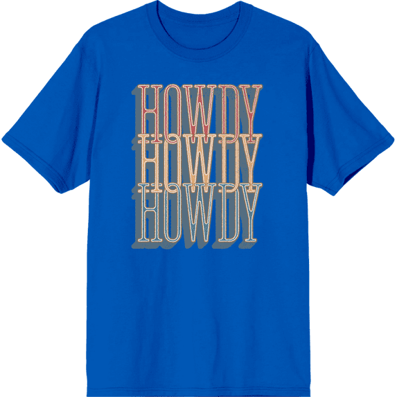 Western Howdy Adult Short Sleeve Tee-XS-Blue
