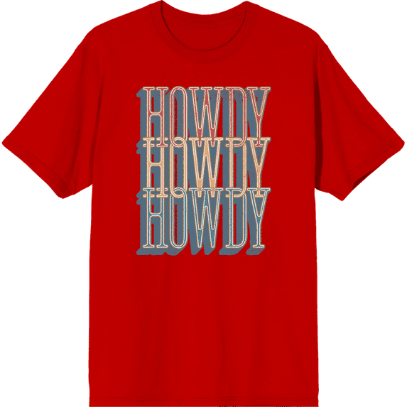 Western Howdy Adult Short Sleeve Tee-XS-Red