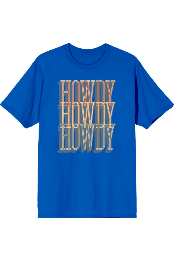 Western Howdy Adult Short Sleeve Tee-XXL-Blue
