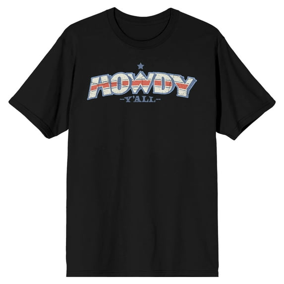 Western Howdy Men's Black Short Sleeve Crew Neck Tee-XS