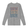 thumbnail image 1 of Western Howdy Repeat Text Adult Heather Gray Crew Neck Long Sleeve Tee-Large, 1 of 3