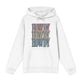 thumbnail image 1 of Western Howdy Repeat Text Adult White Long Sleeve Hoodie-Small, 1 of 7