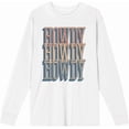 thumbnail image 1 of Western Howdy Repeat Text Crew Neck Long Sleeve Adult Tee
-Large-White, 1 of 4