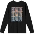 thumbnail image 1 of Western Howdy Repeat Text Crew Neck Long Sleeve Adult Tee
-Medium-Black, 1 of 4