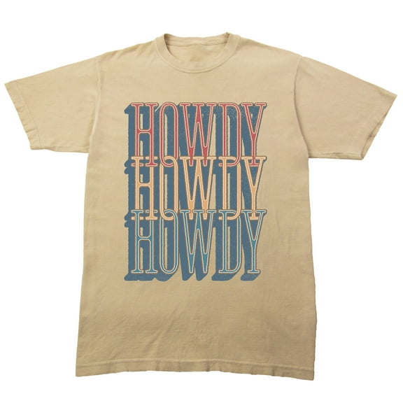 Western Howdy Repeat Text Crew Neck Short Sleeve Tofu Unisex Adult T-shirt-XL