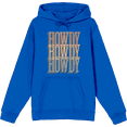 thumbnail image 1 of Western Howdy Repeat Text Long Sleeve Adult Hooded Sweatshirt-Large-Blue, 1 of 3