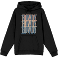 thumbnail image 1 of Western Howdy Repeat Text Long Sleeve Adult Hooded Sweatshirt-Medium-Black, 1 of 3