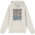 thumbnail image 1 of Western Howdy Repeat Text Long Sleeve Adult Hooded Sweatshirt-XL-Cream, 1 of 6