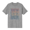 thumbnail image 1 of Western Howdy Repeat Text Men's Heather Gray Crew Neck Short Sleeve Tee-Medium, 1 of 7