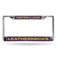 thumbnail image 1 of Western Illinois Leathernecks Chrome Metal Laser Cut License Plate Frame, 1 of 2