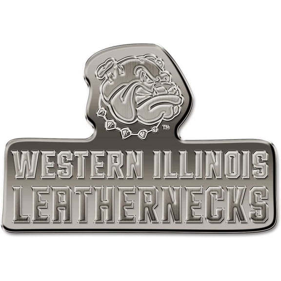 Western Illinois Leathernecks Solid Metal Auto Emblem Antique Nickel for Car/Truck/SUV