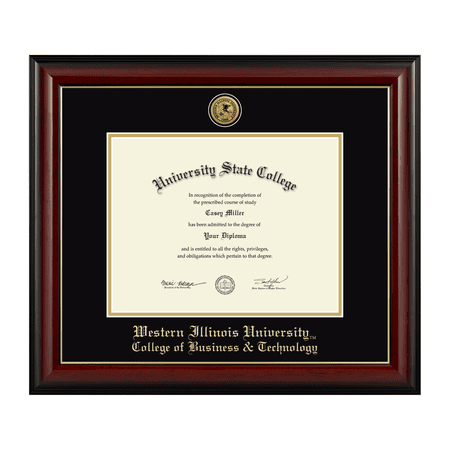 Framerly - WIU Business Diploma Frame with Black and Gold Mat