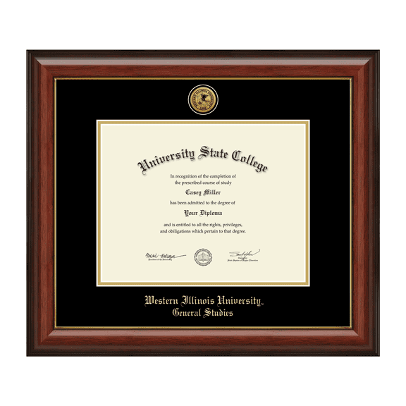 Framerly - WIU Studies Diploma Frame with Black and Gold Mat