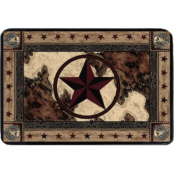 Western Indoor Door Mat, Rustic Texas Star Floor Mats Absorbent Rugs, Retro Brown Beige Front Doormat Washable Runner Rug, Farmhouse Non Slip Kitchen Carpets for SinkLaundry Room, 30 x 18 Inch