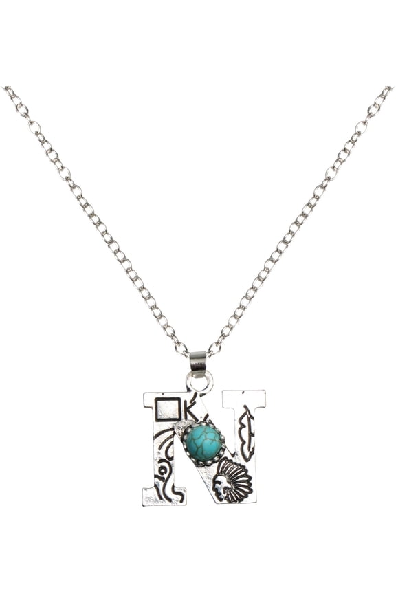 Western Initial Necklace A-Z Letter Pendant Necklace Exaggeration Boho Statement Necklace for Women[v066]