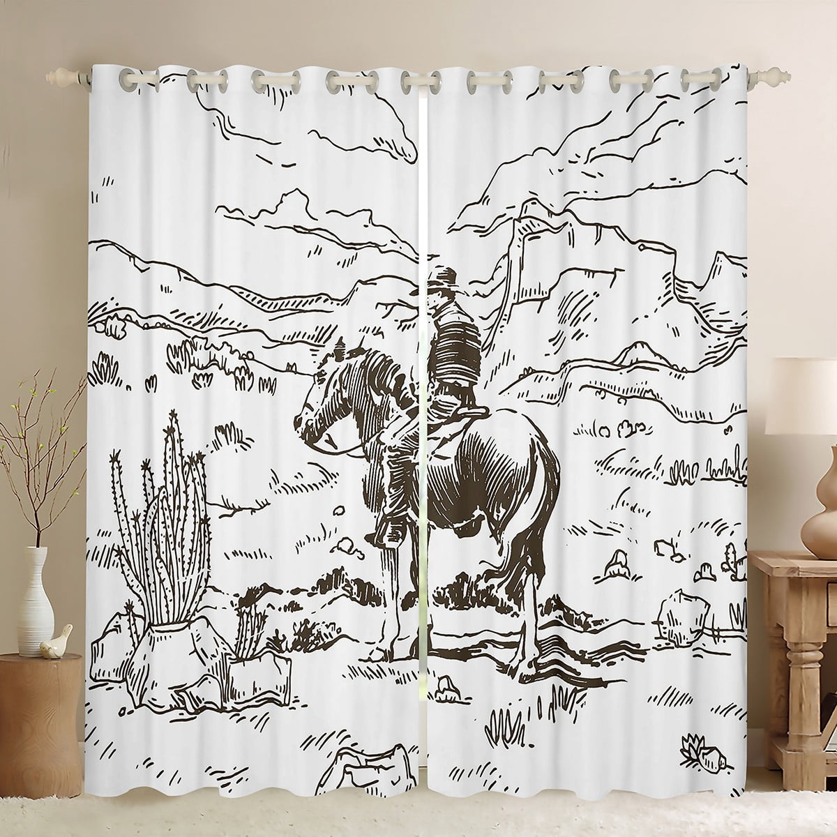 Western Insulated Thermal Curtains,Farmhouse Cowboy Blackout Curtains ...
