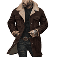 thumbnail image 1 of Western Jackets for Men Vintage Cowboy Suede Jacket Plush Collar Coats Faux Leather Zip Up Casual Retro Winter Tops Coffee S, 1 of 4
