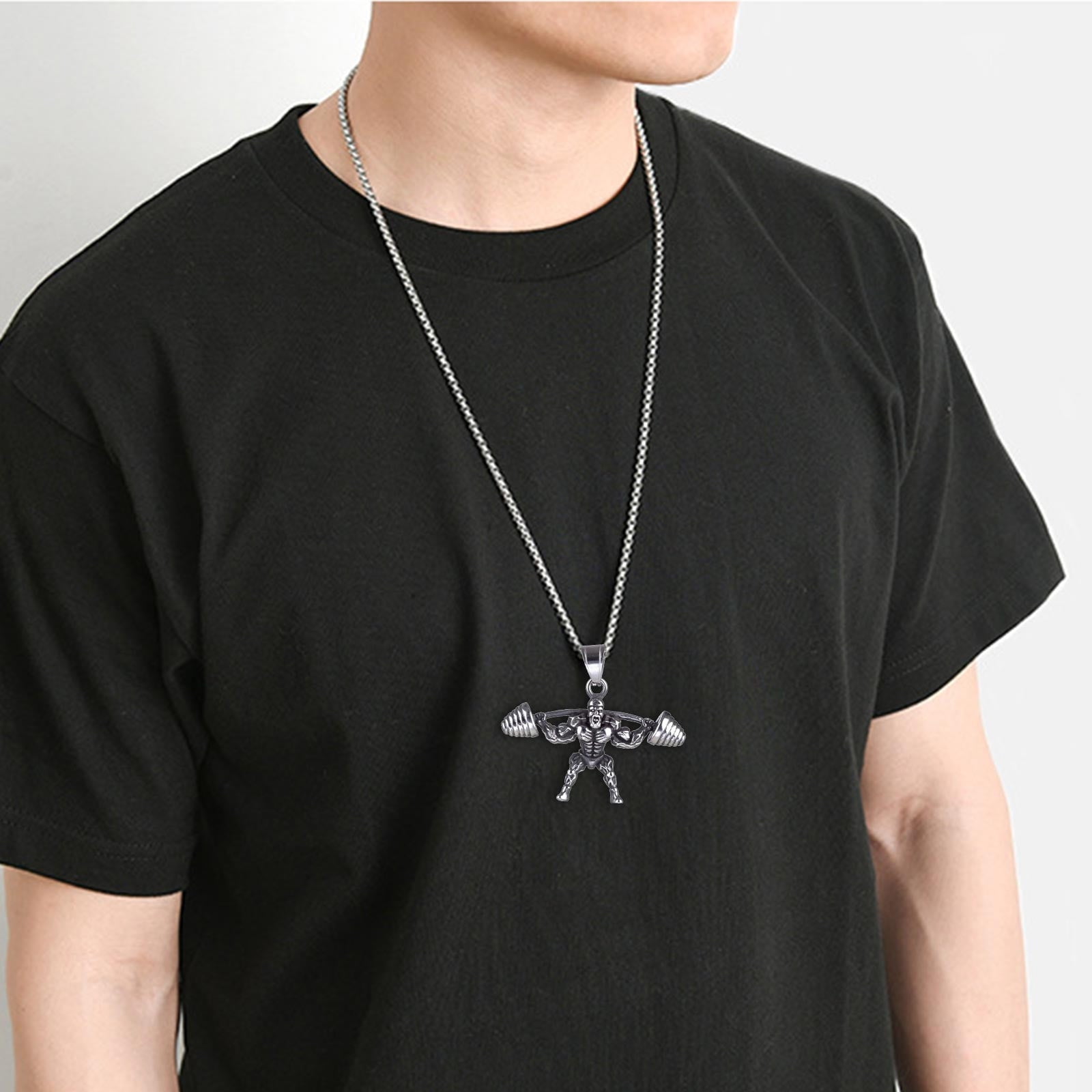 Western Jewelry for Women Dumbbell Pendant Necklace Titanium Stainless