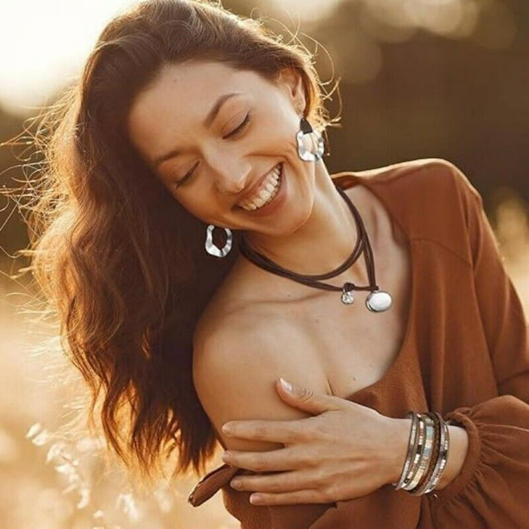 Western Jewelry for Women Bohemian Set,Boho Pendant Long Choker