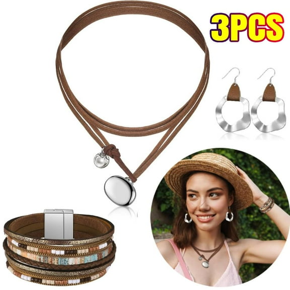 Western Jewelry for Women Bohemian Set,Boho Pendant Long Choker Necklace Cowgirl