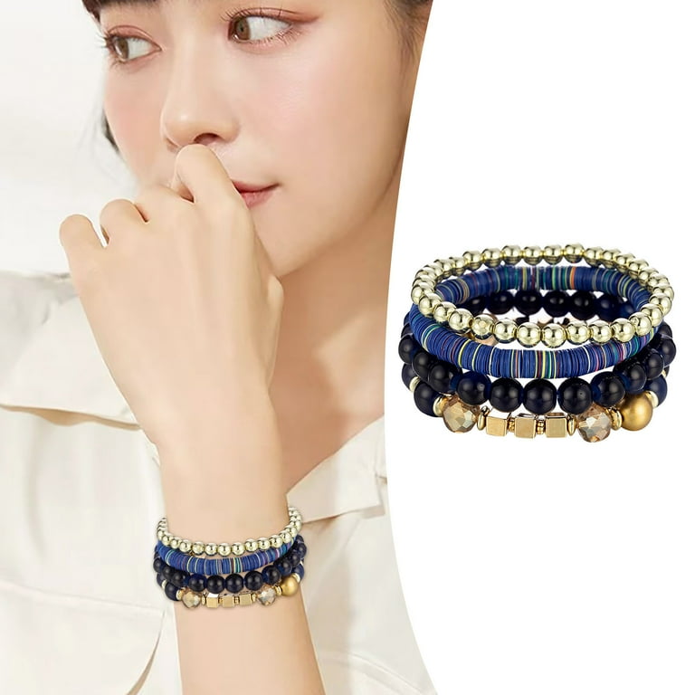 Western Jewelry for Women Stackable Bead Bracelets Ladies Mens Stretch Multilayer Bracelet Set Multicolor Jewelry