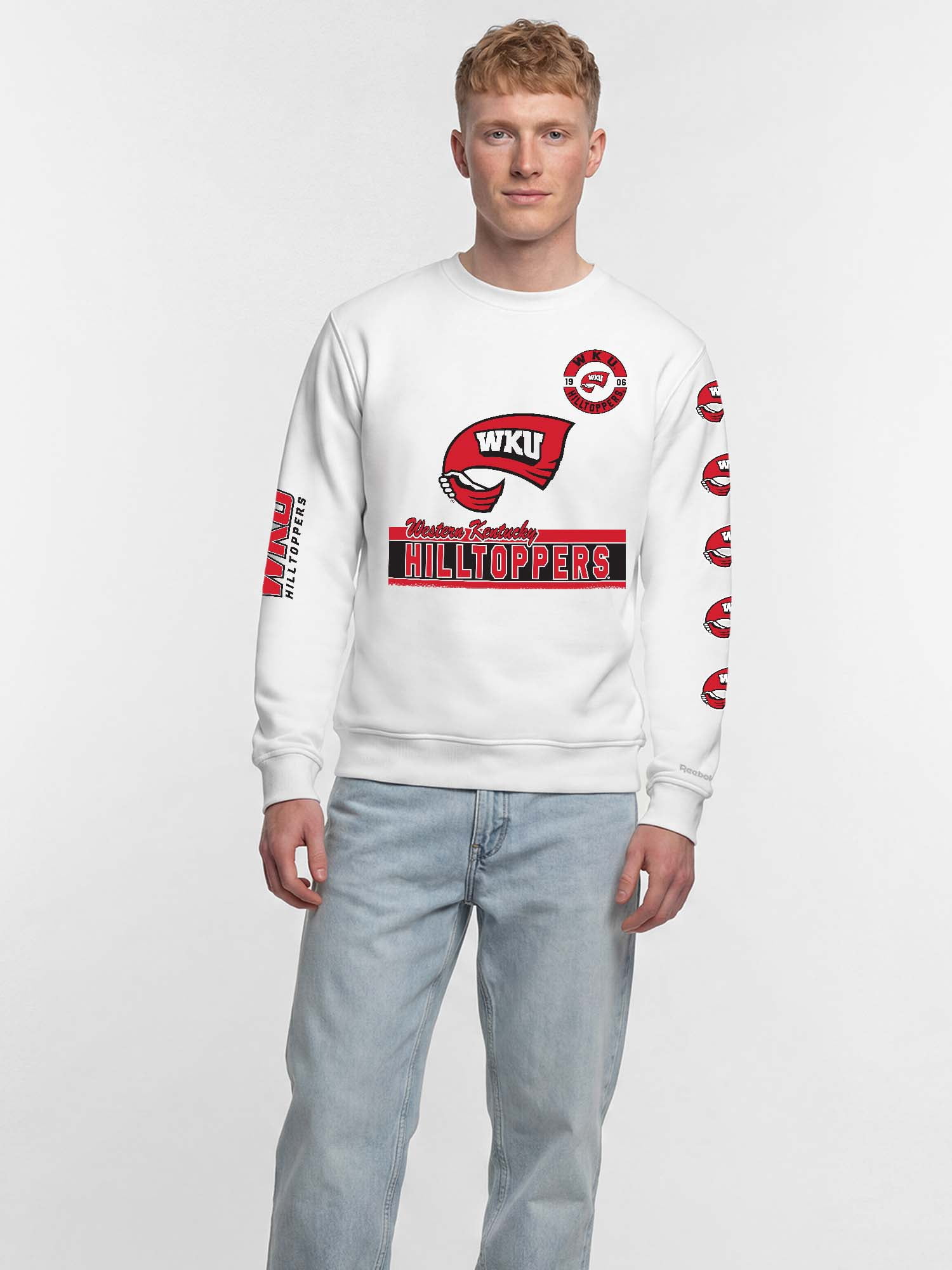 Western Kentucky Hilltoppers Reebok Mens White Crew Sweatshirt