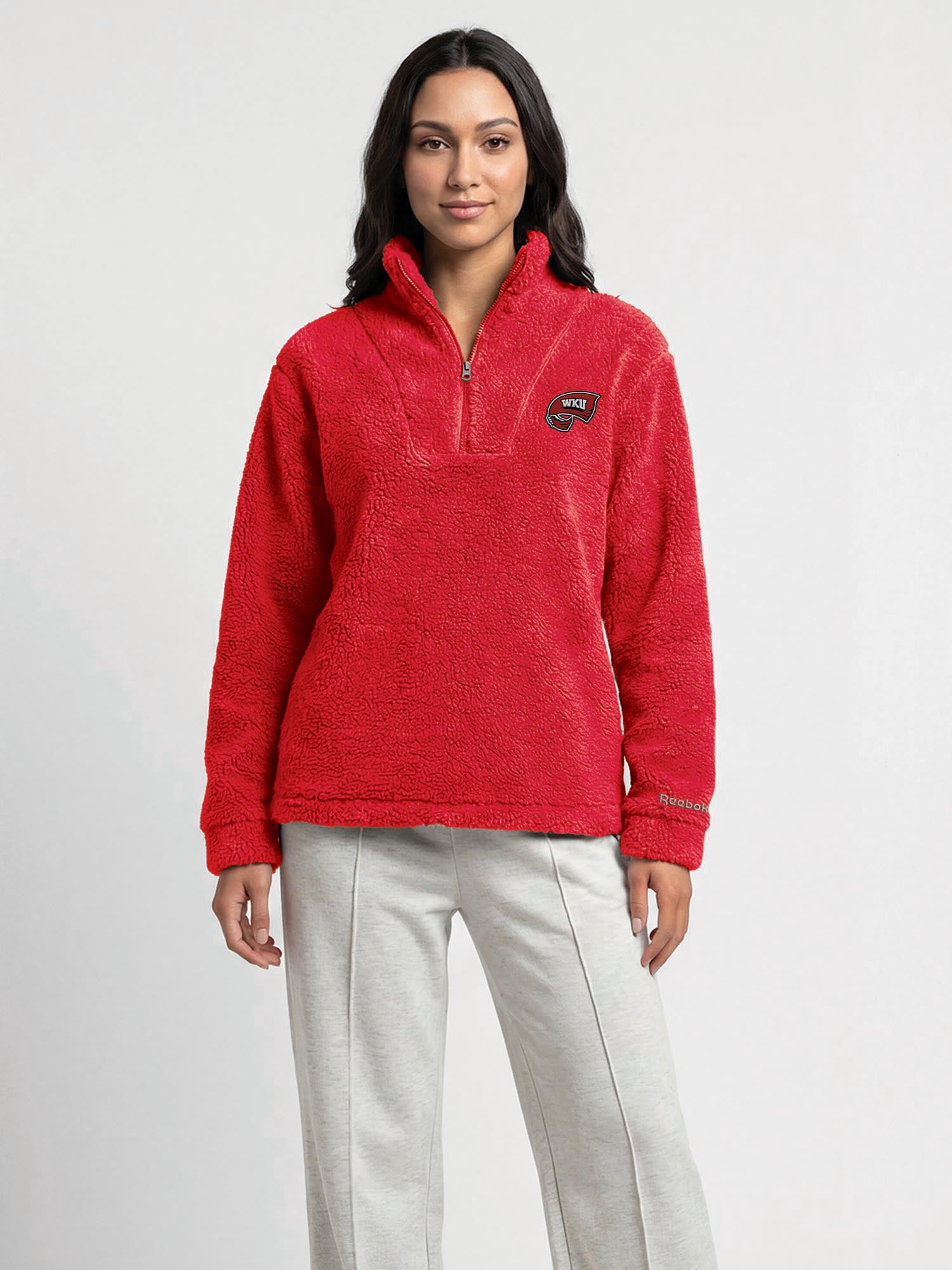 Western Kentucky Hilltoppers Reebok Womens Relaxed Fit Qtr Zip Sherpa Pullover