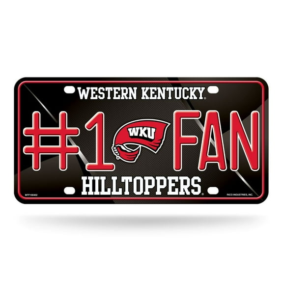 Western Kentucky NCAA Hilltoppers #1 Fan Metal License Plate Tag  - Number One! Let's Go!!