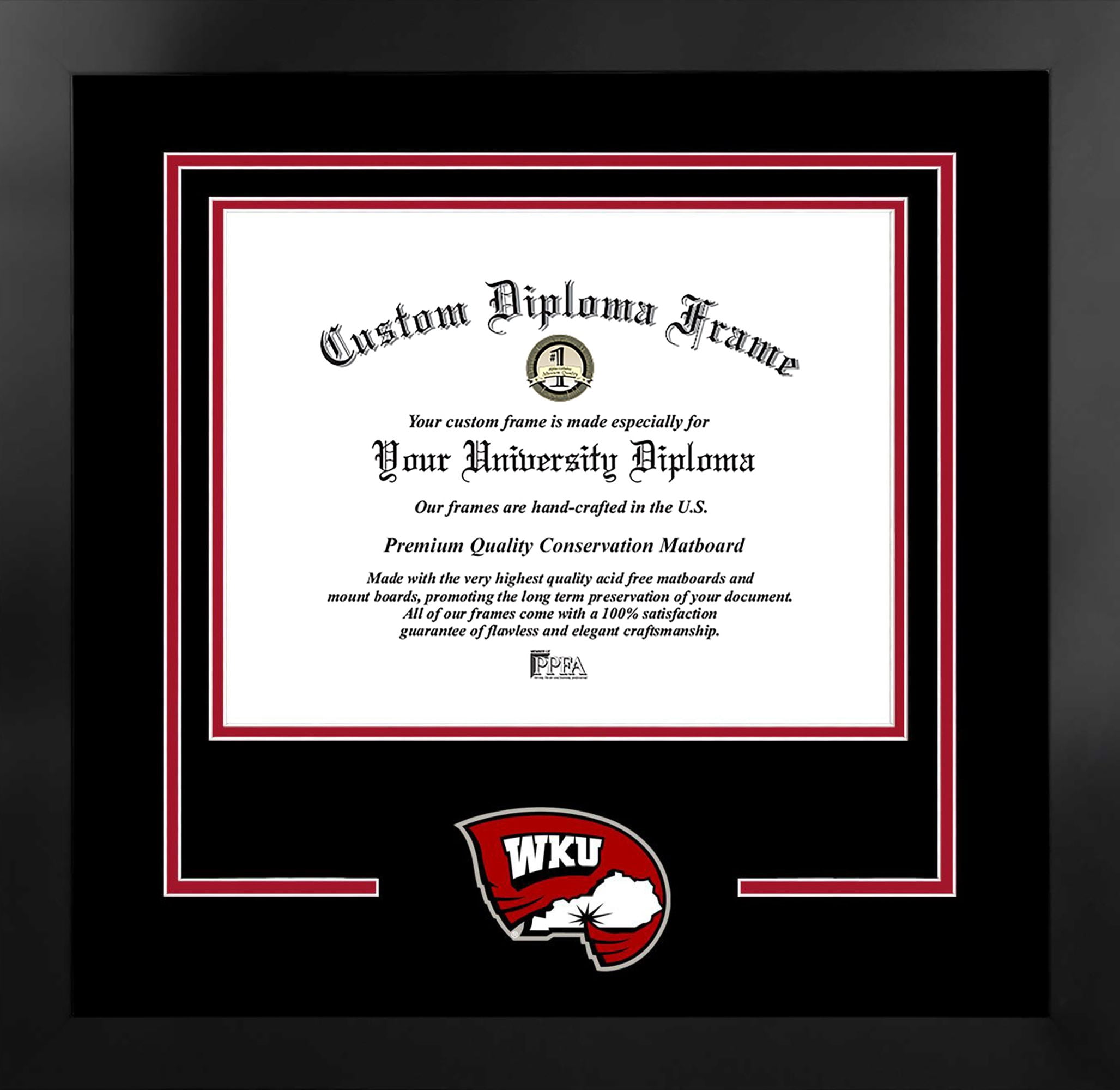 Western Kentucky University 14w x 11h Spirit Diploma Manhattan Black Frame with Bonus Campus Images Lithograph (value savings $59)