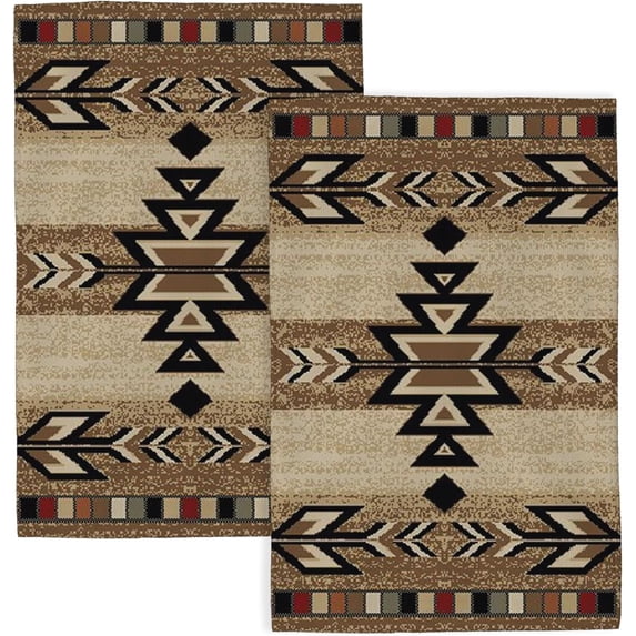 Western Kitchen Towels 18x26 Inch Brown Black Boho Aztec Decor Dish Towels Rustic Beige Native Geometic American Decoration Hand Towels Absorbent Dish Cloths for Home Kitchen Dining Set of 2